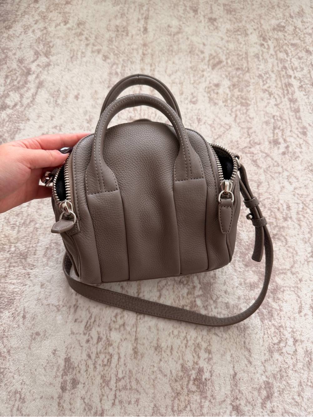 SOLD Rocco Leather Mini Satchel in Taupe - Women Bags - Picture 2 of 4
